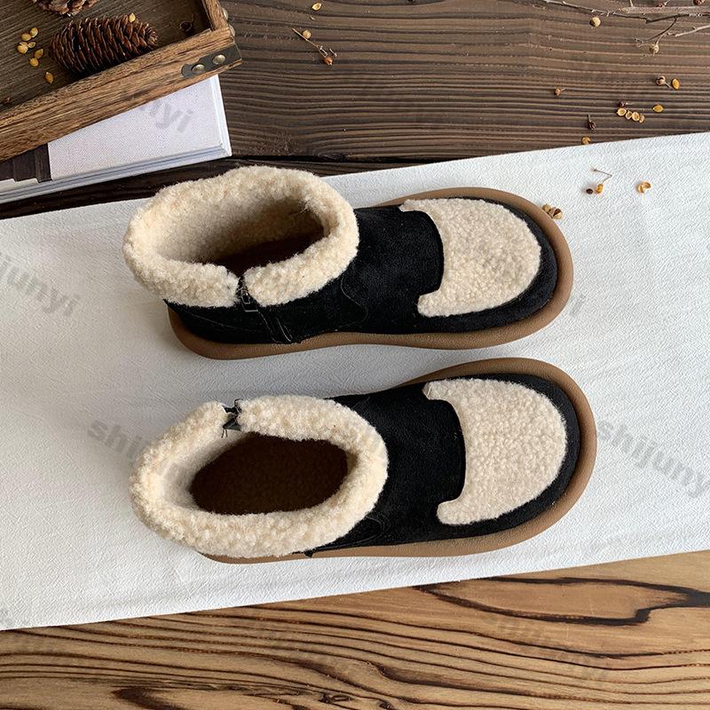 Fashion Women Retro Flats Suede Ankle Boots Winter New Trend Flat Warm Cotton Shoes Female Casual Walking Cozy Non-slip Chelsea Botas