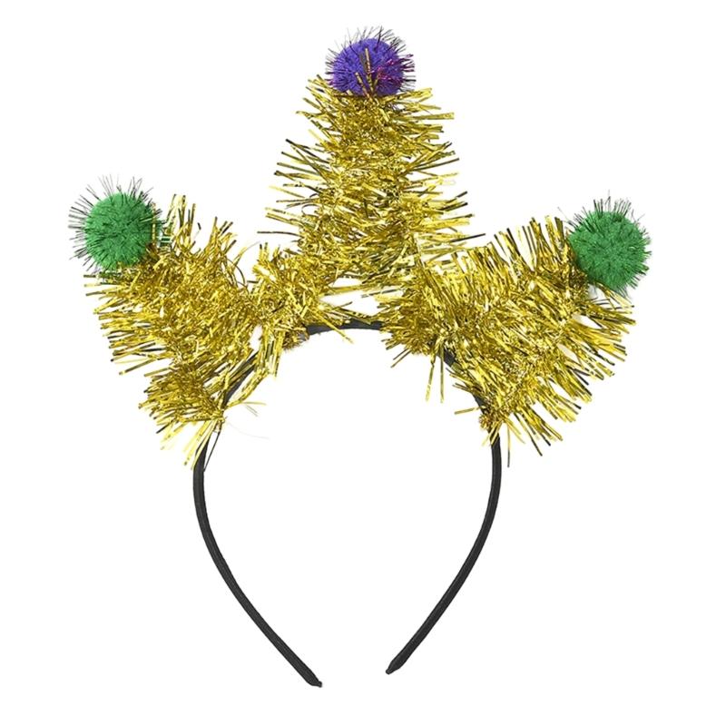 Shimmering Carnivals Party Accessories Pompoms Headband for Mardi Gras Festival Theme Party Props Hairband Holiday Props