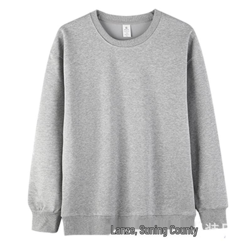 Hua Cotton Round Neck Unisex Hoodie - Autumn/Winter Classic Solid Color