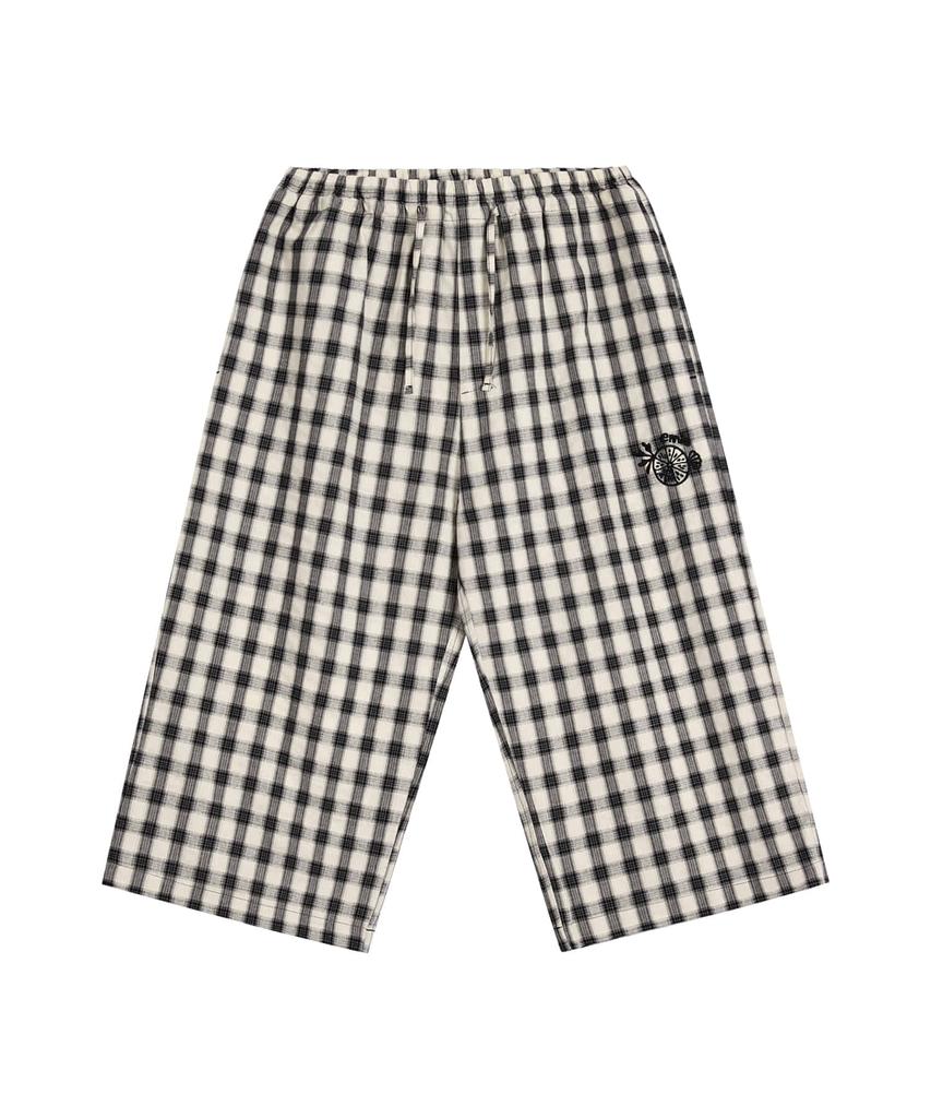 Imiseu 3/4 Lounge Check Pants-Ivory