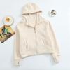 Fleece Short Hooded Sweater Women, Autumn and Winter Casual Sports Cardigan Jacket
