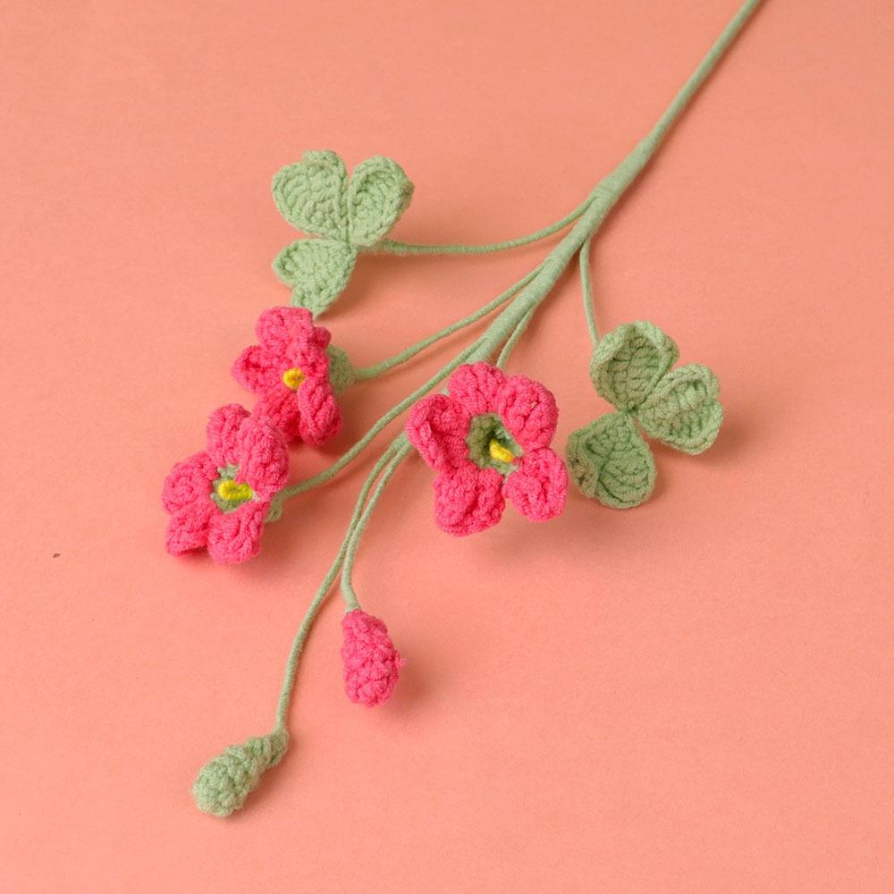 Cute Oxalis Crochet Bouquet Lovely Knitted Flowers Creative Fake Flower with Bud Home Decor Gift