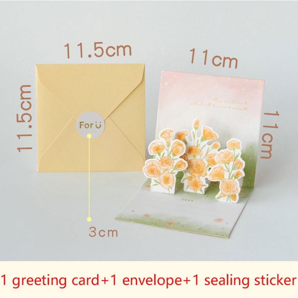Surprised Pop Up Love 3D Greeting Card with Envelope Flower Valentine's Day Card Rose Greeting Card Happy Birthday