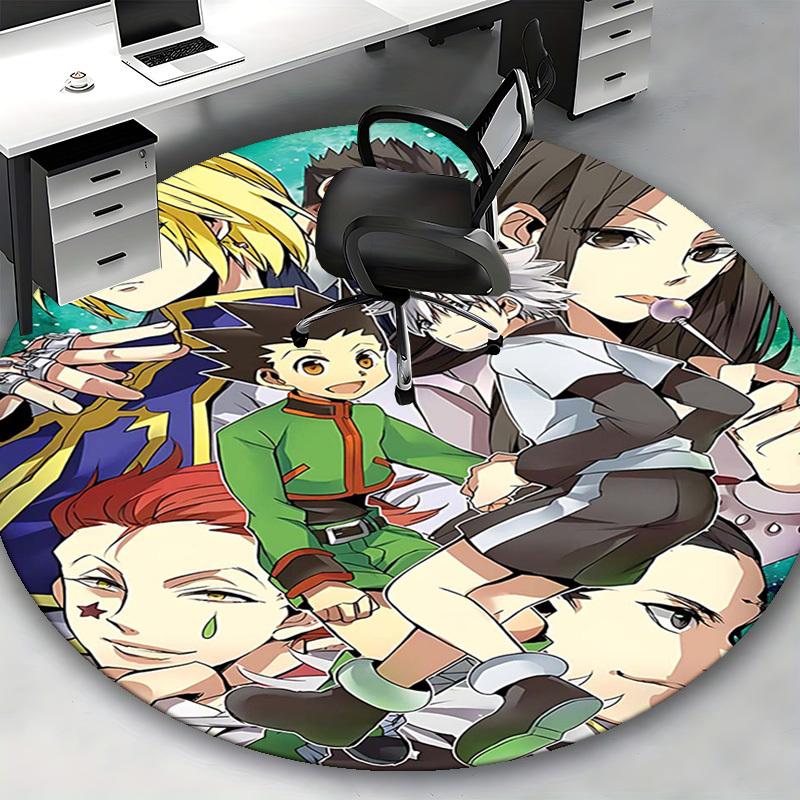 1pc Hunter X Hunter Anime Characters Round Carpet - Office Chair Mat, Non-Slip Rug for Home Decor, Living Room