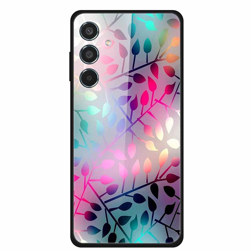 Glass Back Cover For Samsung Galaxy S24 FE Case S24FE Hard Tempered Glass Case For Samsung Galaxy M55 A16 Phone Case Soft Bumper