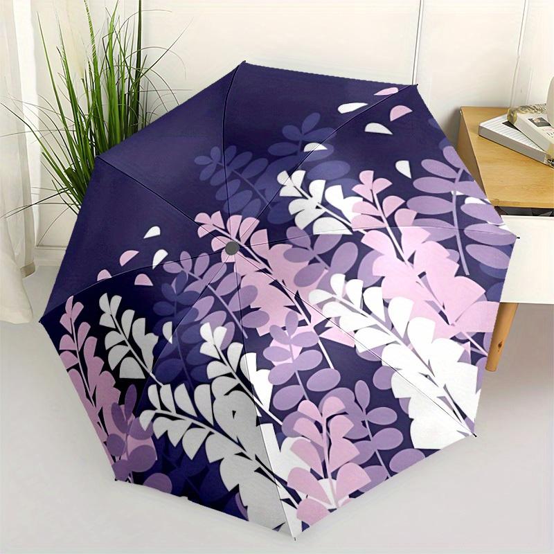 1pc Floral Patterns Automatic Open/close Folding Compact Umbrella, 8-Rib Sturdy Canopy, Lightweight Portable, Everyday Use, Gift, Outdoor Umbrella, Tr