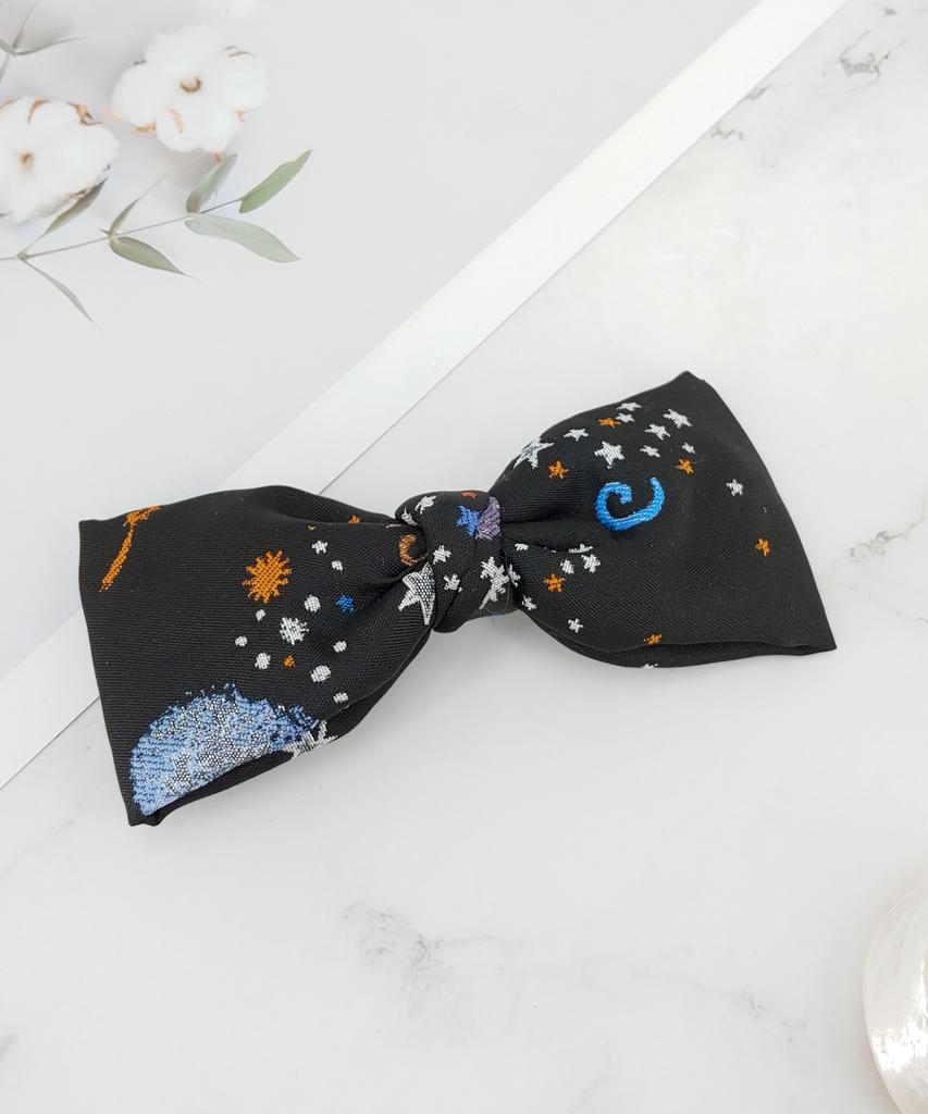 Maia Milky Way Star Jacquard Hair Ribbon Pin - Blue