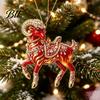 Decorative Goat Figurine Acrylic Christmas Tree Pendant, Hanging Ornament with Collectible Holiday Ornaments Rhinestone, Golden Cord for New