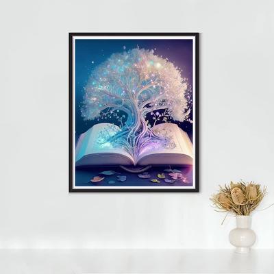 Pittura diamante 5D fai da te albero su libri kit punto croce mosaico diamante ricamo rosa trapano completo tondo/quadrato decorazione della casa