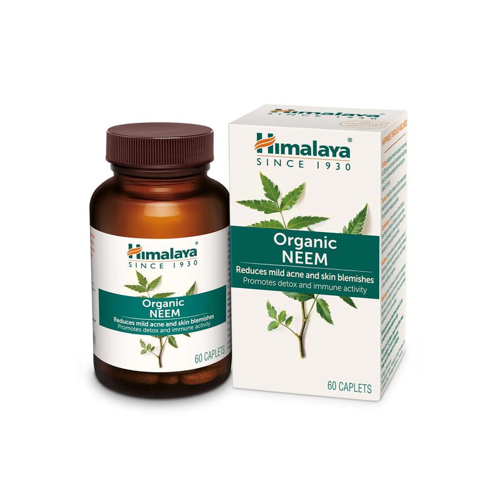 Himalaya Organic Neem Caplets For Skin Detox & Acne Support – 60 Vegan Tablets, Promotes Clear Radiant Skin, Antioxidant Formula