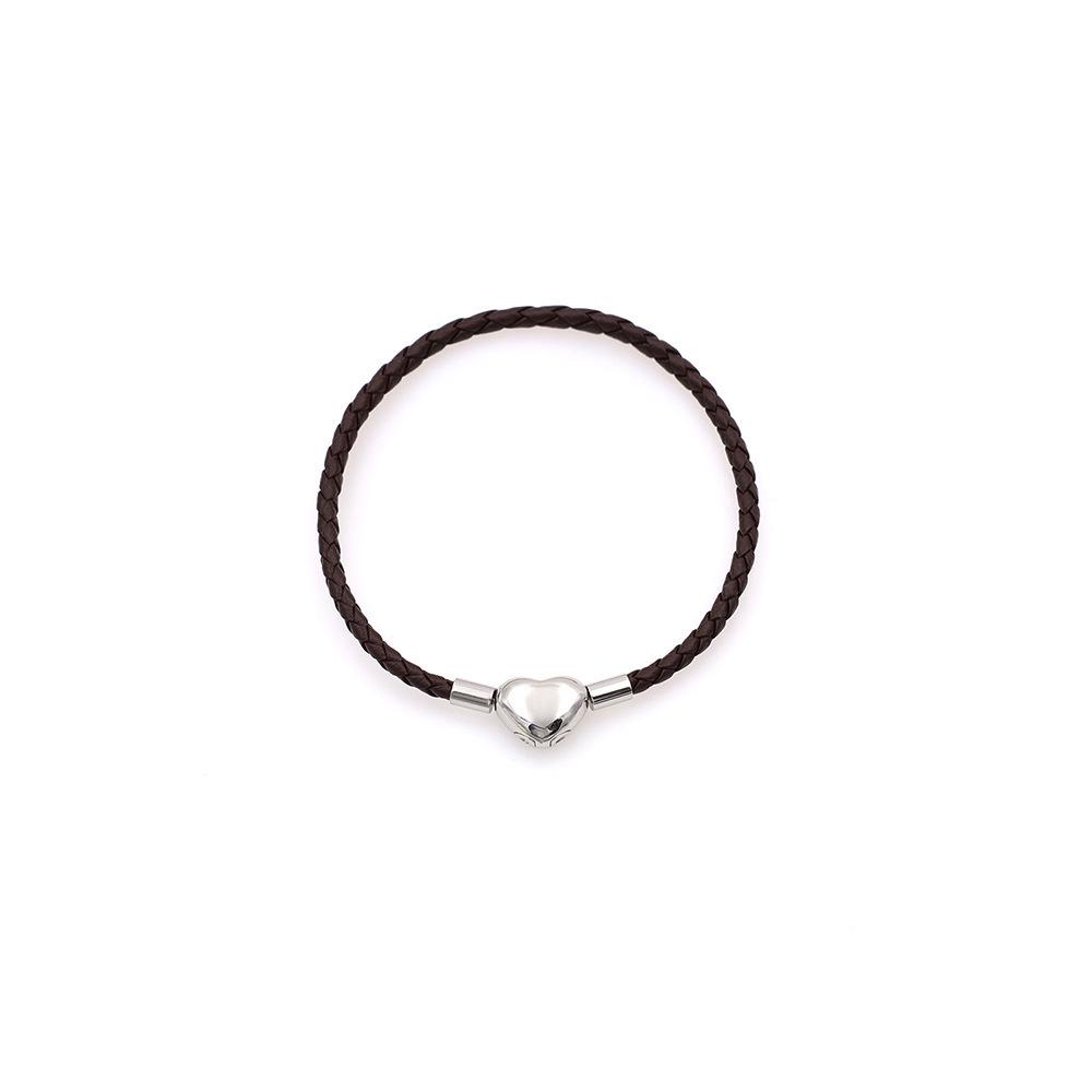

Женский браслет из титановой стали в форме сердца с плетеным шнуром - подарок на День святого Валентина