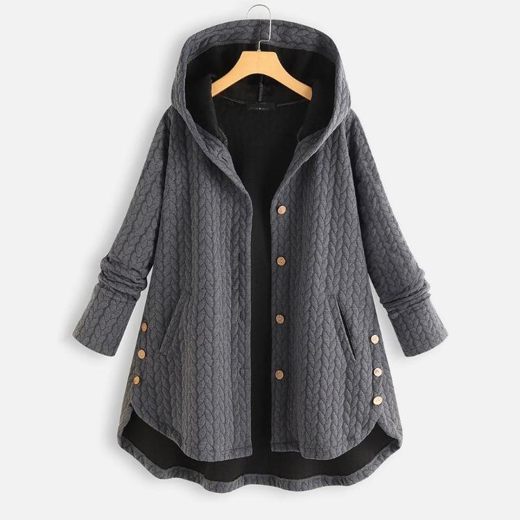 Women's Casual Loose Hooded Jacket for Spring and Autumn Regular Fit Long Style