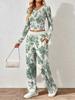 Spring and Autumn Ladies V-Neck Long Sleeve Pants Set Comfortable Casual Versatile Slim Two-piece Set