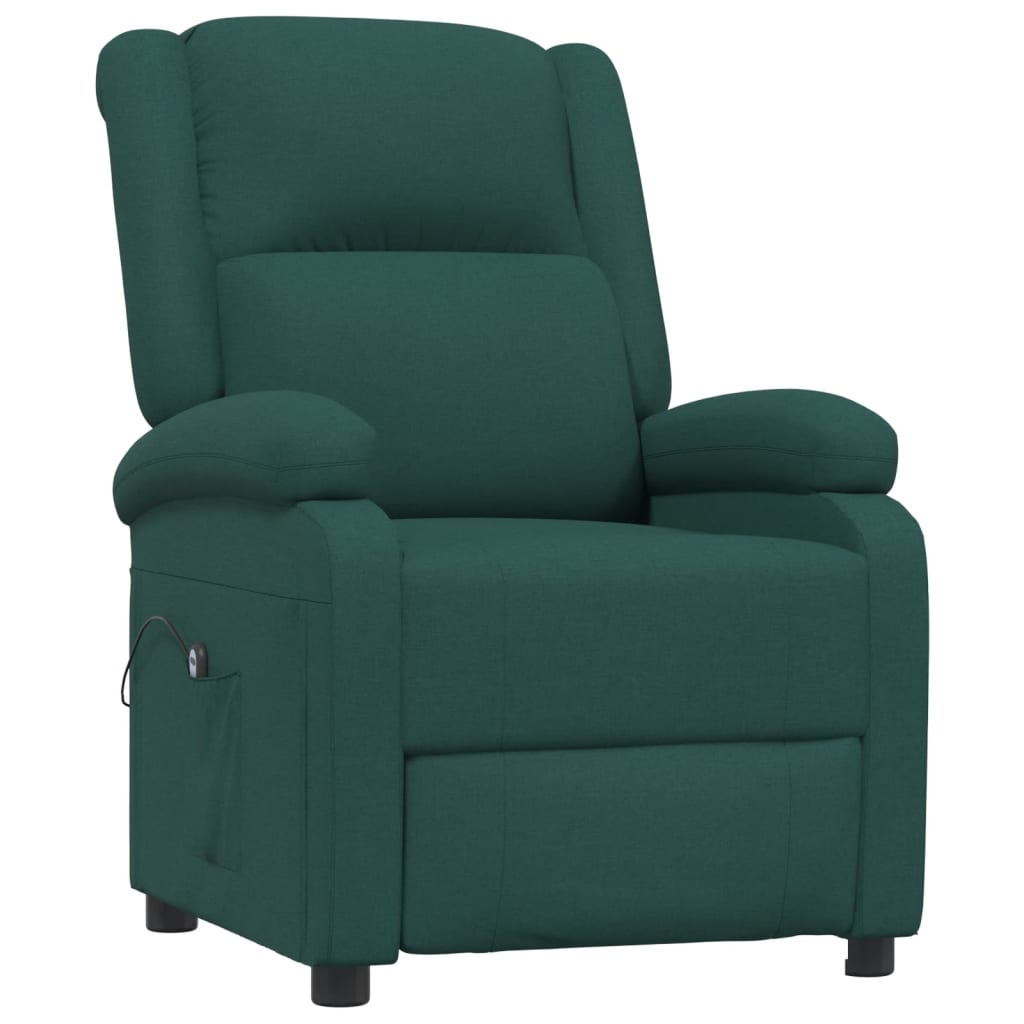 Electric Recliner Chair Dark Green Fabric