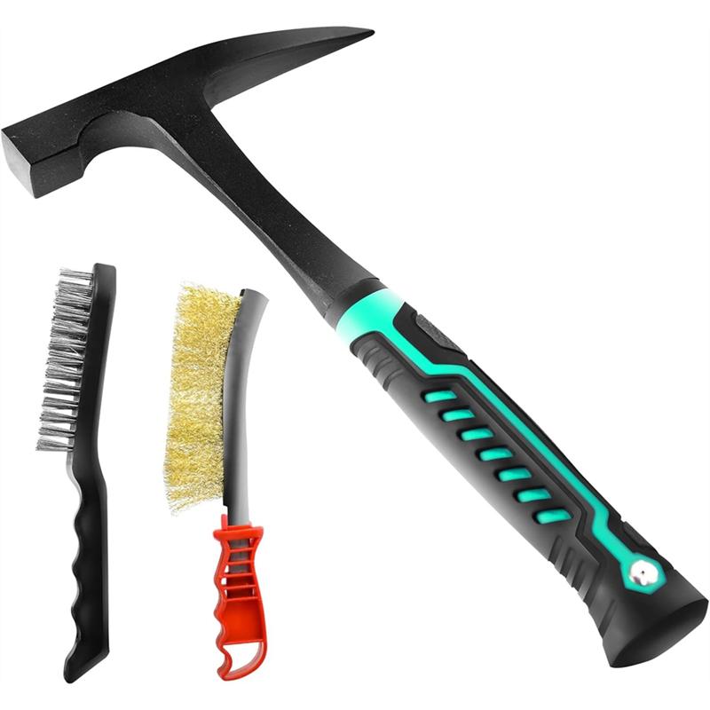

ABJI-Welding Chipping Hammer 22 Oz, 2Pcs Steel Wire Brush Included For Welders Metal Cleaning Workshop& DIY Projects