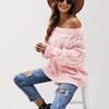 Autumn and Winter Off-the-shoulder Large-size Loose Knitted Sweater with One-word Collar Solid Color Pullover Sweater for Women