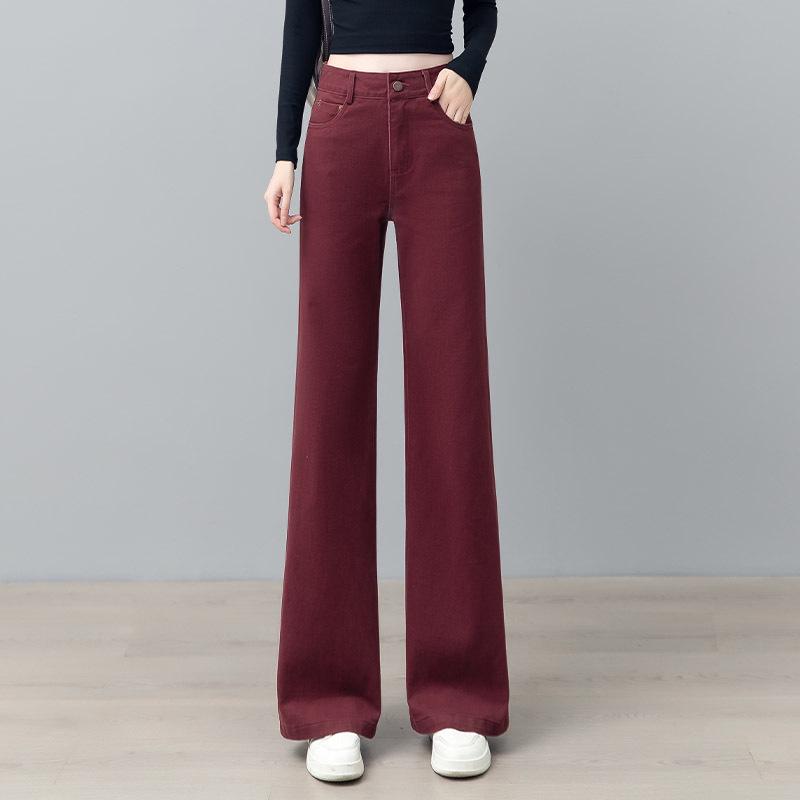 

2025 Autumn/Winter Women s High Waist Slim Fit Denim Trousers - Versatile Wide Leg Design M /27 [95-105 lbs]