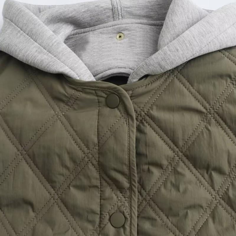 Street Fashion Quilted Hooded Padded Jacket Womens Casual Winter Coat