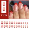 French Style Press On Nail 24Pcs Glossys Red Holiday Design Short Almond Shape Sparkles Easy Application