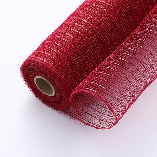 Christmas Mesh Ribbon 10 Inch X 10 Yards Red/Red White