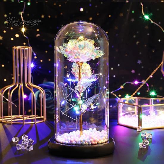 Birthday Rose Present Flower Gifts for Her Mom Wife Grandma Light Up Eternal Gift in A Dome Romantic Anniversary Valentine's Day Christmas