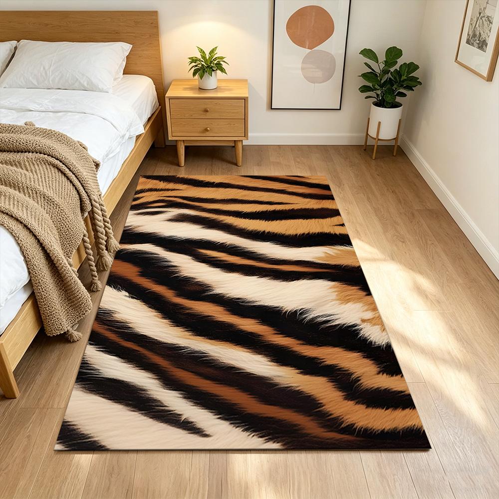 Tiger Stripe Pattern Close-up Non-Slip Home Carpet Design for Office Decor Living Room Bedroom Gift