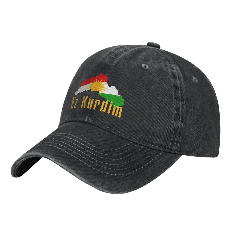 CARTE DU KURDISTAN Ez Kurdim Casquette de Baseball Coton Vieilli Décoloré Headwear Style Unisexe Outdoor Entraînements Casquettes Réglables Casquette