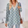 Womens Tops Loose V-neck Contrast Color Split Loose Long Sleeve T-shirt Women's Tops