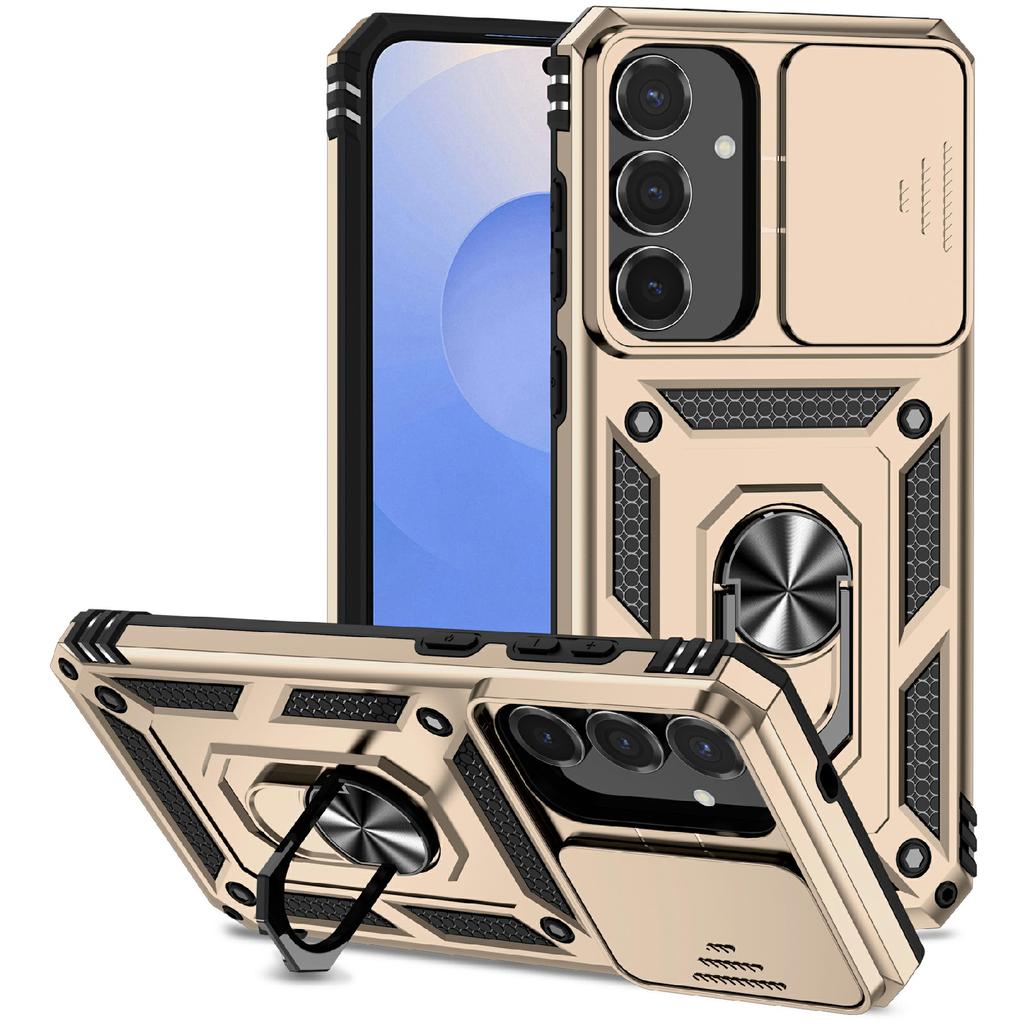 For Samsung Galaxy S25 FE Case PC + TPU Phone Cover with Lens Protection Kickstand