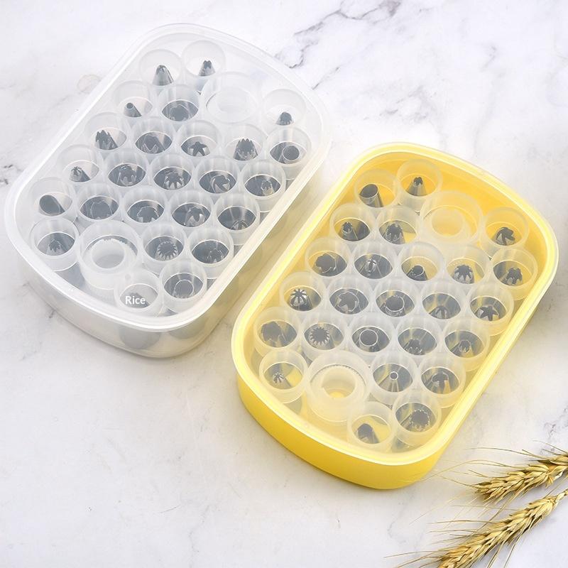 Piping Tip Organizers Box With 25 Pcs Seamless Piping Tips 2 Adapters Nozzles Tip Cake Decorating Tools