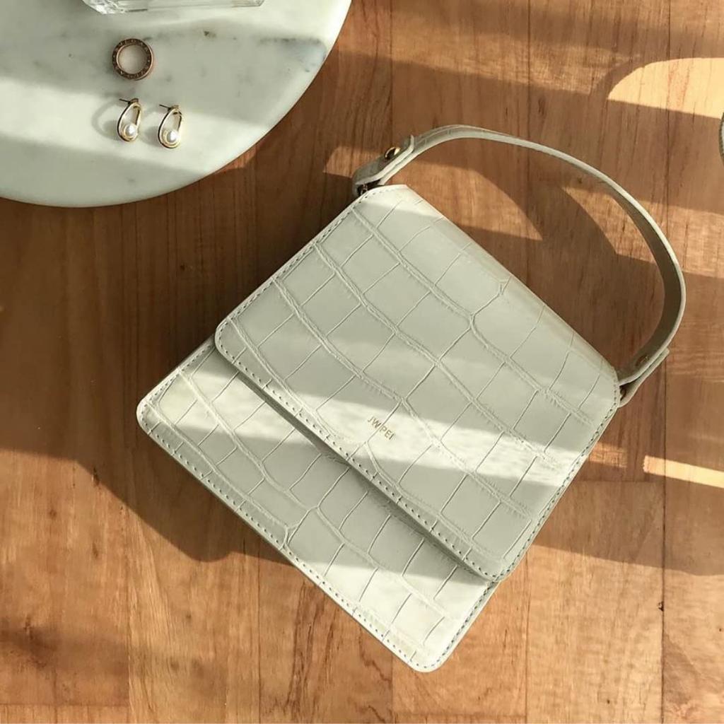 [JW PEI] Fae Handle Bag - Ivory White Crocodile Embossed