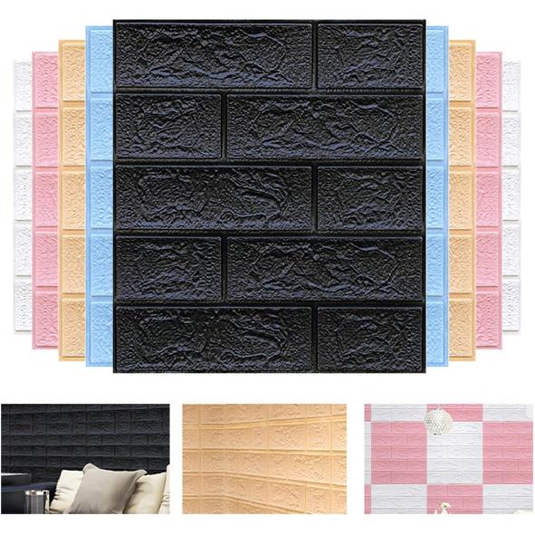 10 Pcs 3D Peel and Stick Foam Wall Panel Stickers, 14 Sq Feet Self Adhesive Faux Stone Decorative Brick Wallpaper Tiles for Home Decor