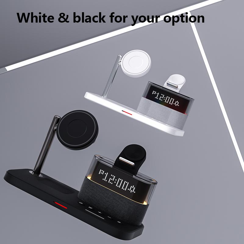 Online Product Desk Multifunctional Charger Station RGB With Night Light Digital Alarm Clock 3 in 1 Wireless Charger Custom Logo