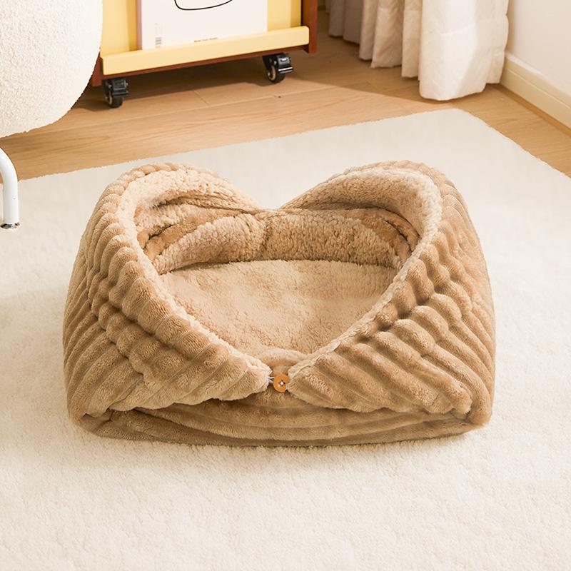 Cross-Border All-Season Semi-Closed Pet Bed for Small Dogs and Cats
