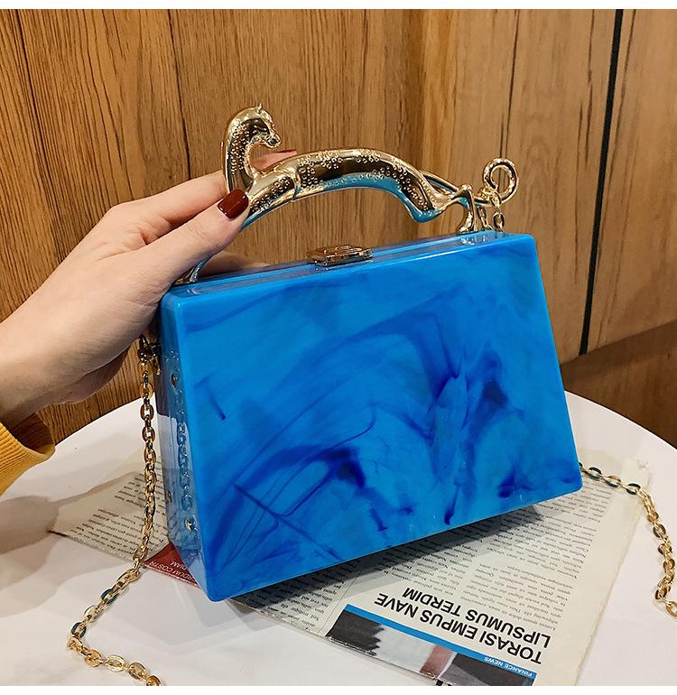 Fashion acrylic box bag  new European and American candy color portable dinner bag chain messenger bag