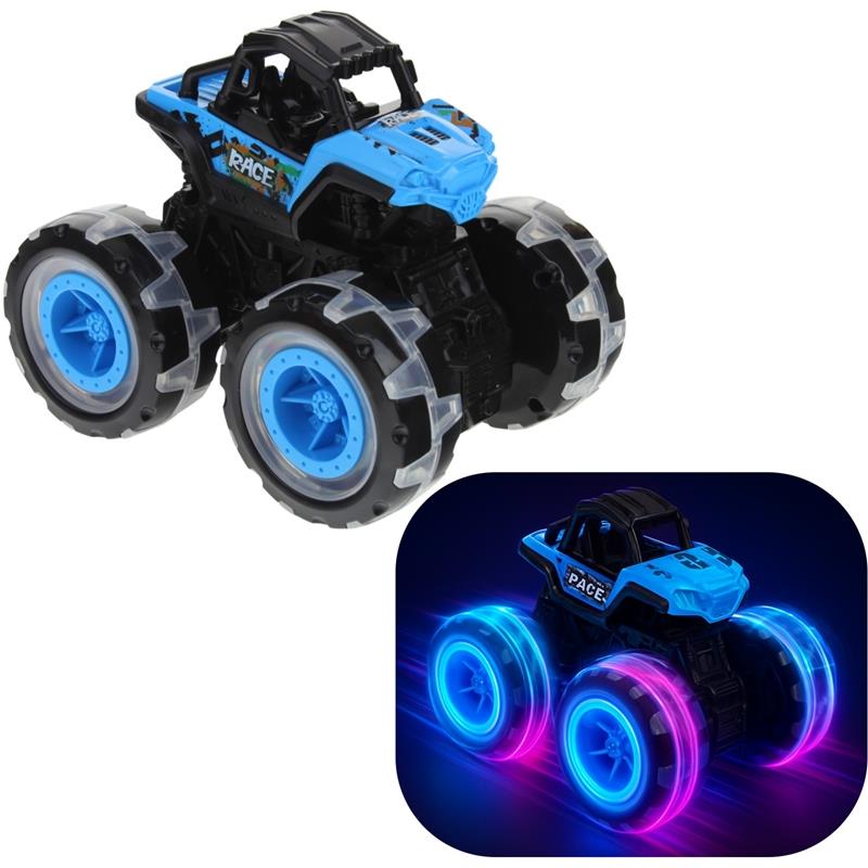 Monster Truck Samochód Terenowy Jeep Auto Off Road Dźwięk Światło Niebieski
