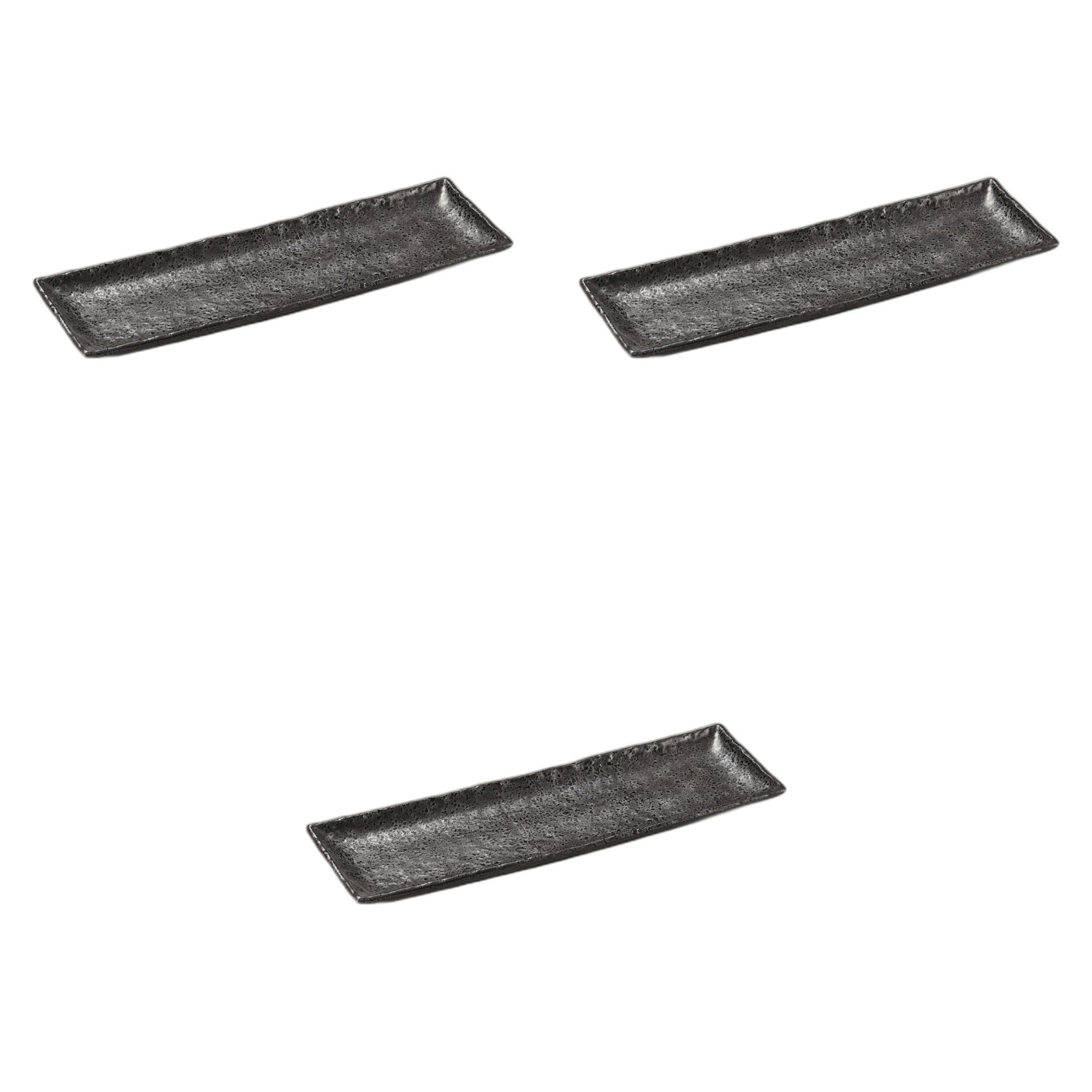 

Set of 3 Yuteki Tenmoku Square Long Plates x 15 x Ceramic Serving Plates Setomonohonpo [49.5 3cm]