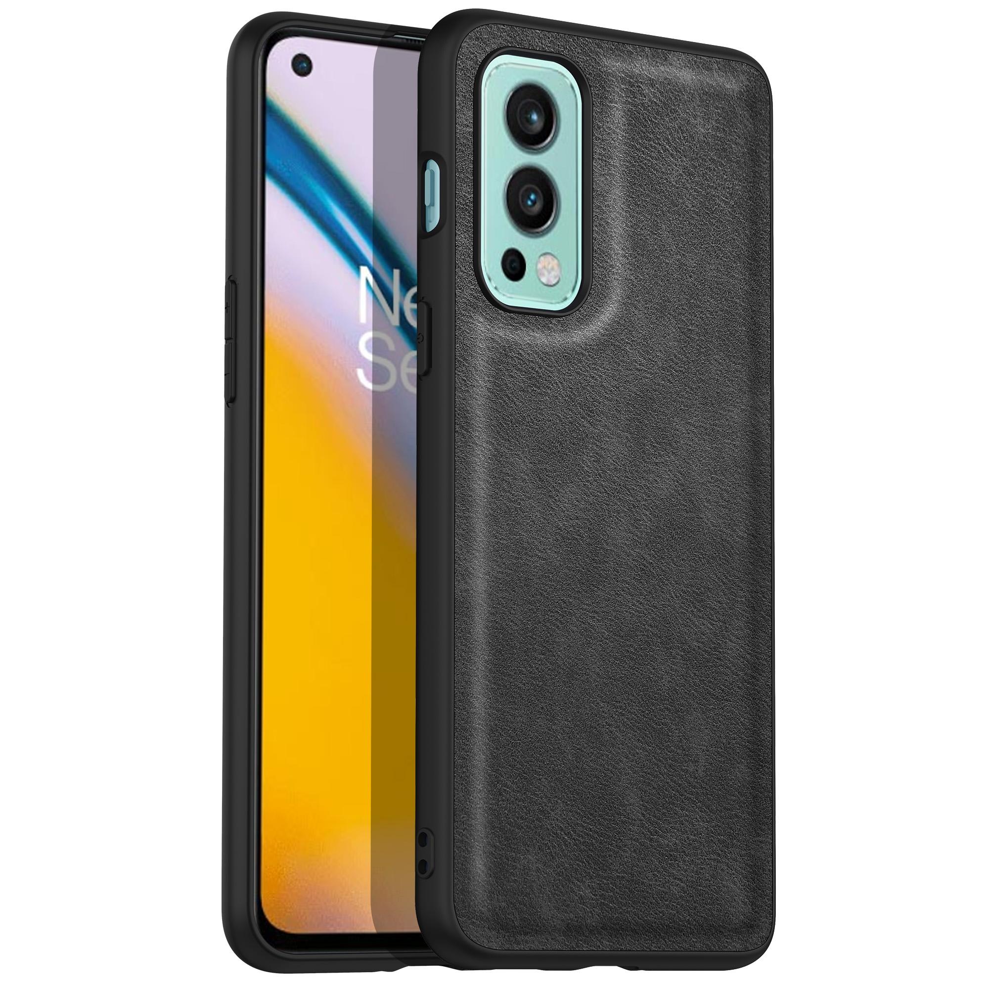 

For OnePlus Nord 2 5G PU Leather+TPU+PC Phone Case Retro Texture Anti-Drop Cover Black