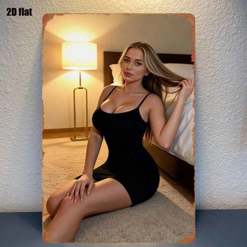

Elegant Woman Classic Art Metal Wall Poster, Lightweight Sturdy 8x12 Inch for Living Room Bedroom