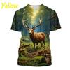 Sommeroverdeler Herre Dame Elg Elg Hjort Jakt Kamuflasje 3D All Over Printed Oversized Kortermet T-skjorte Kule Klær Topper