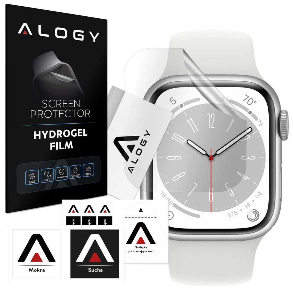 Folia Ochronna Hydrożelowa Hydrogel Alogy Do Smartwatcha Do Apple Watch 4 5 6 7 8 Se (44Mm / 45Mm) Clear