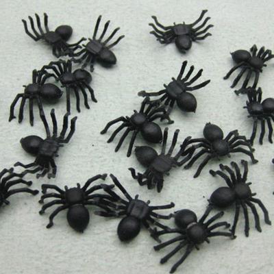 50pcs/lot Plastic Black Spider Halloween Decoration Kids Funny Prank Trick Toy Haunted House Prop
