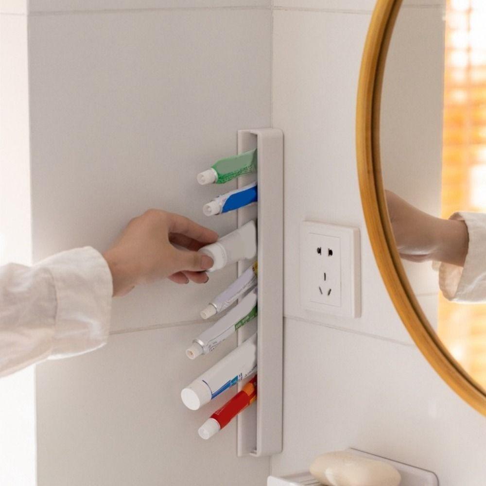 Wall Mounted Long Toothpaste Holder Large Capacity Facial Cleanser Clip Toothpaste Clip Bathroom