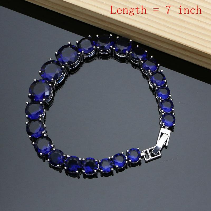 Blue Sapphire Gemstone Jewelry Sets 925 Silver Needle Earrings Rings Fine Women Jewellry Bride Necklace Set Dropshipping