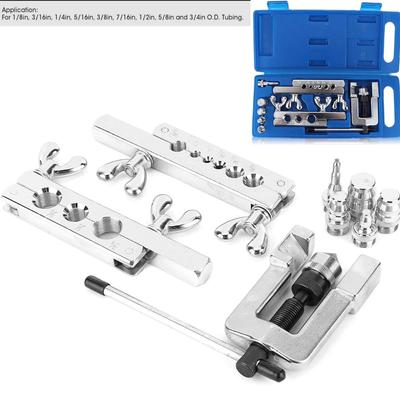 Genişletme Takım Seti 1/8"-3/4" 2 çubuk 5 Dövme Adaptör 7 boru boyutu Genişletilmiş fren hattı soğutması ve bakır ve alüminyum borular için saklama kutusu
