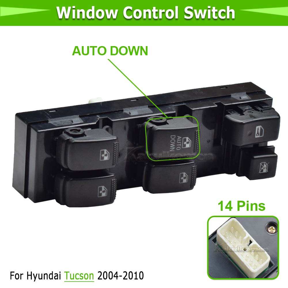 

For Hyundai Tucson 2004 2005 2006 2007 2008 2009 2010 Master Power Window Lifter Switch Control Button 93570-2E000 935702E000 With AUTO DOWN
