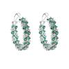 2024 New Arrived Cubic Zirconia Women Girl Fashion Jewelry Silver Plated White Green CZ Hoop Earring