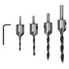 4PCS 5 Flute Countersink Drill Bit Set Metric Size High Carbon Steel Reaming Tool Set Positioning Design Hex Key Wrench Included