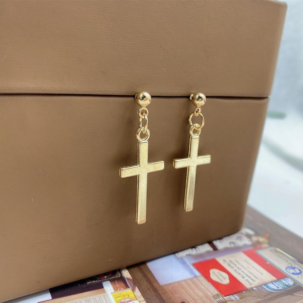 Fashion Cross Pendant Cartilage Drop Dangle Earrings Punk Jewelry For Cool Women Girl Friendship Gifts