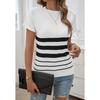 Top with spring temperament slim striped short-sleeved sweater